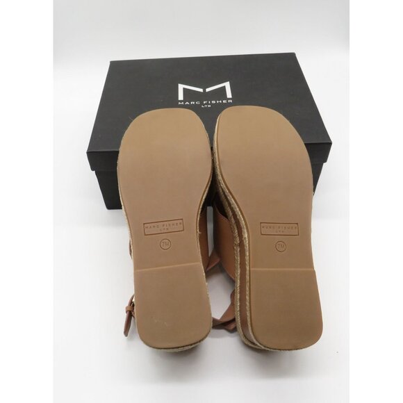 Marc Fisher Women's Espadrille Sandals Tan Faux Leather Adjustable Straps 7 NEW - Picture 2 of 7